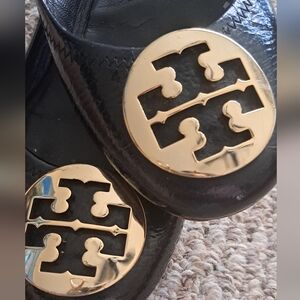 Tory Burch Black and Gold Flats